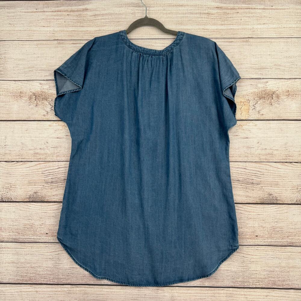 Hester & Orchard Chambray 1/4 Button Blouse‎ Womens Medium Blue - Picture 2 of 8